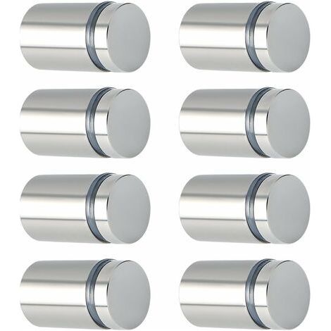 8 Stück Edelstahl-Werbeschrauben, Glasabstandshalter für Schilder und Displays, 19 mm Durchmesser, 25 mm Länge, gebürstet (1/5)