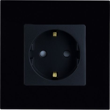Presa Tipo F Schuko con Cornice PC Modern Nero (1/4)