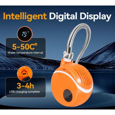 Douche de camping portable rechargeable, pompe électrique avec affichage température, pour randonnée et voiture (1/3)