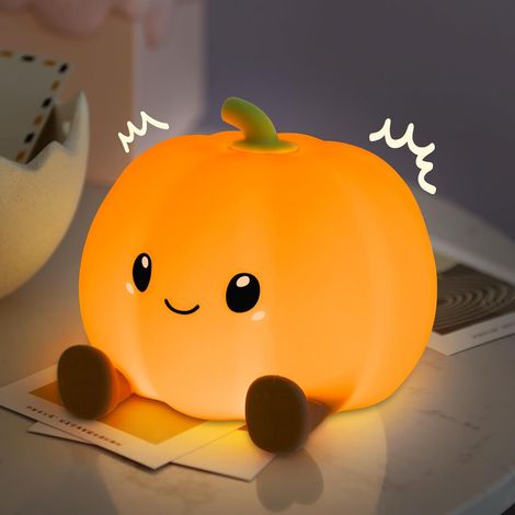 Lámpara de noche táctil con forma de calabaza: 3 niveles de brillo, temporizador, recargable por USB, regalo para niños y niñas.