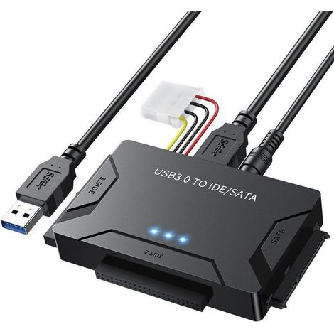 Adaptateur USB 3.0 vers Disque Dur Interne pour 2.5"/3.5" SATA HDD/SSD et IDE disques Dur avec Alimentation Externe et Câble USB (1/5)