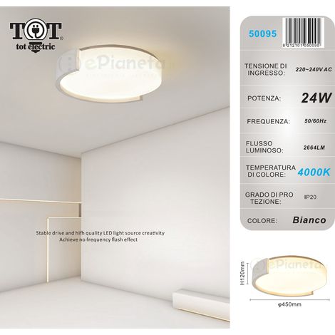 Plafoniera led 24w cerchio bianco oro design moderno lampadario da soffitto tonda luce fredda naturale Bianco - Luce naturale
