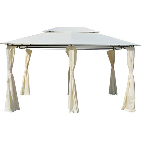 Tonnelle avec rideaux 4 x 3 m Blanc (1/5)