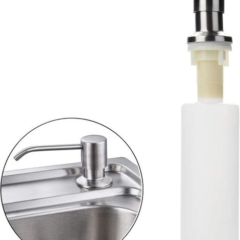 Pompe à liquide vaisselle 350 ml, encastrable, en acier inoxydable, pour plan de travail de cuisine (non applicable) (1/5)