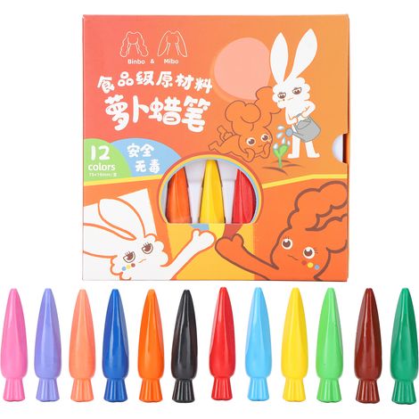 12Pcs Oil Pastel Children's Water‑Soluble Graffiti Crayon Set Cartoon Painting Pencil (1/5)