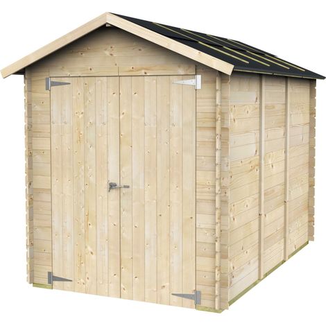 Abri de Jardin Bh16 Fiamma 178x273 en Bois d’épicéa naturel 16 mm avec porte double, toit OSB3, sans plancher, montage facile, traitement autoclave, certification PEFC (1/5)
