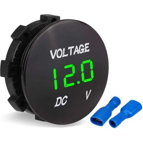 Voltmètre numérique LED DC 12 V-24 V pour voiture, moto, voiture, camion, bateau (lumière verte)- (1/5)