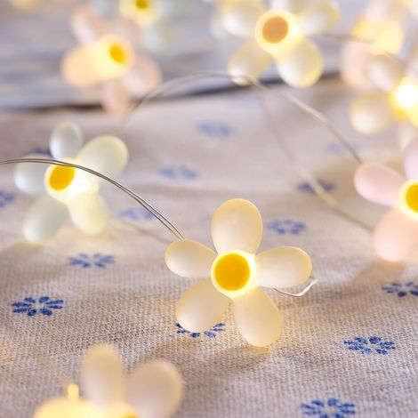 Lot de 2 Guirlandes Lumineuses Marguerites, 2 m 20 LED sur Pile, Blanc Chaud, Décoration Printemps et... (1/5)
