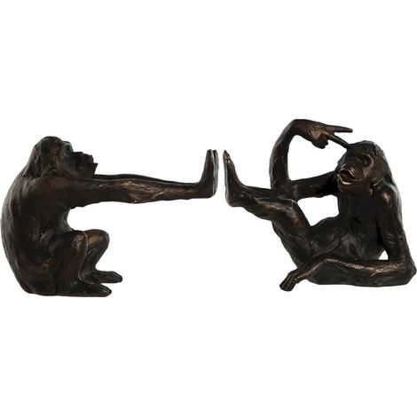 Serre livres singe décoratif résine marron doré style colonial - marron foncé doré (1/3)