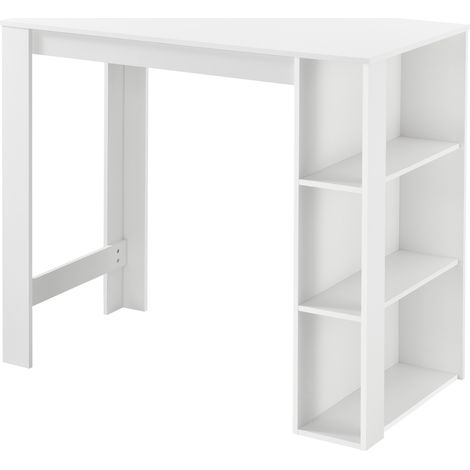 Bartisch Danderyd 120x60x106 cm mit 3 Ablagefächern Weiß [en.casa]