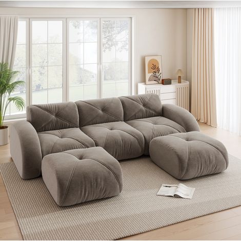 Modulsofa Chenille Braun, rahmenlos, flexibel kombinierbar, belastbar bis 200 kg pro Sitz (1/5)