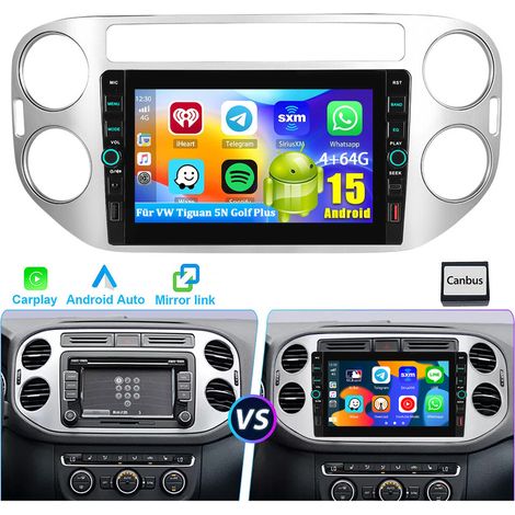 Android 15 pour VW Tiguan 5N 2007-2016 Golf Plus Navigation CarPlay GPS USB Type-C 4+64 Go (1/5)