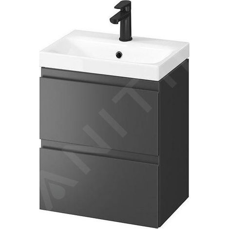 Cersanit Moduo - Meuble-lavabo, 57x49x40cm, 2 tiroirs, anthracite S590-079 (1/3)