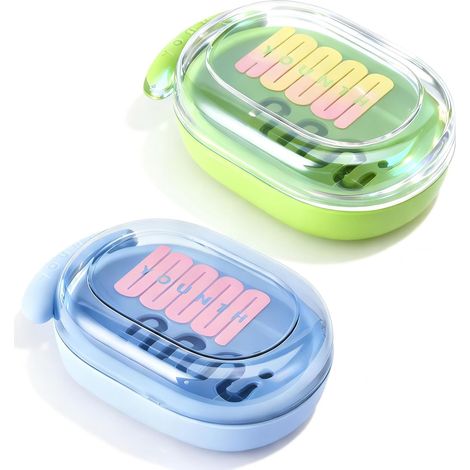 2 Pièces Boite Savon Voyage, avec Couvercle Transparent Boite Savon Solide, Boîte à Savon Portable avec Rack de Vidange, Bleu et Vert pour Voyages, Chambre (1/5)