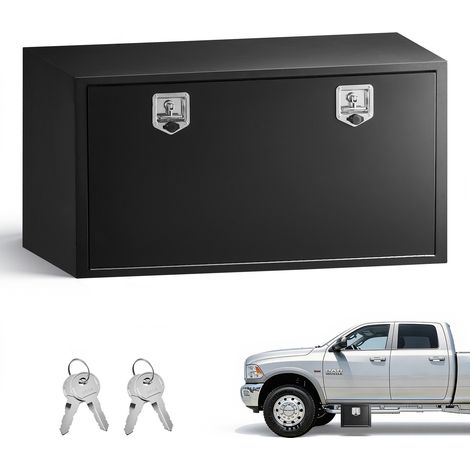 Boîte à Outils pour Camion 1219x609x609 mm, Coffre à Outils sous Châssis ou sous Plateau, Rangement pour Benne Camionnette Fourgonnette Remorque SUV, en Acier Robuste avec Serrure et Clés, Noir (1/5)
