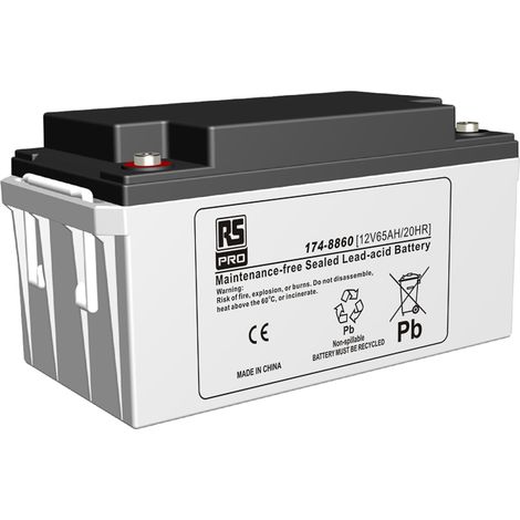 Batterie au plomb étanche RS PRO 12V 65Ah cyclique ( Prix pour Boîte de 1 )