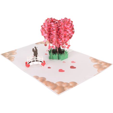 Carte cadeau 3D Arbre à cœurs romantique, Ornement tridimensionnel créatif, Cadeau de remerciement pour Thanksgiving à offrir à votre petite amie, Carte de remerciement d'amour (1/5)