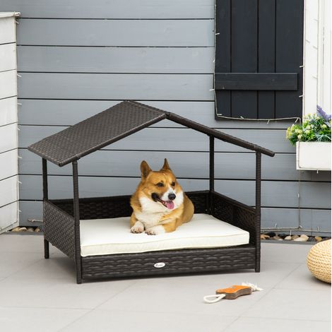 Hundehütte aus Rattan mit Kissen 98 x 69 x 70 cm, braun HAVRYA (1/3)