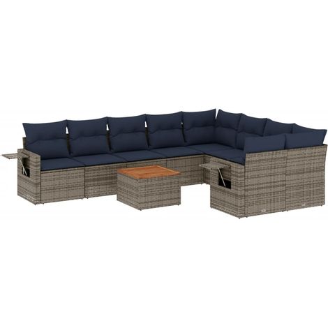 Maison Exclusive - 10-teiliges Gartensofa-Set mit Kissen, grau, P
