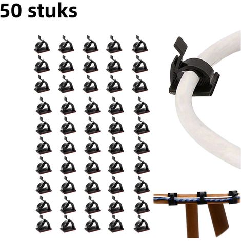 Lot de 50 clips autocollants réglables pour gestion et fixation des câbles clips de câblage pour maison bureau et automobile couleur noire (1/5)