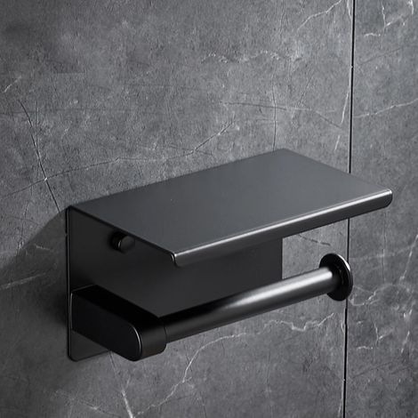 Portarrollos de papel higiénico de pared, acero inoxidable 304, accesorios de baño, 14 x 10 x 9,5 cm, negro (1/5)