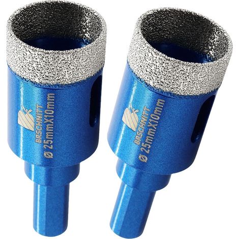Diamantbohrkrone 25 mm 2 Stück für Glas Keramik Fliesen Marmor (1/5)