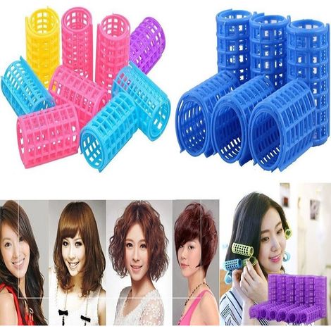 TrAdE Shop Traesio - Kit 16 Bigodini Con Clip 30mm Plastica Hair Rollers Arriccia Capelli Acconciatura -