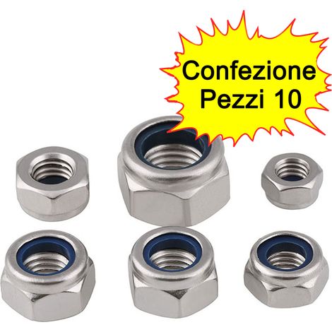 Dadi in acciaio inox autobloccanti mm 5 pezzi 10