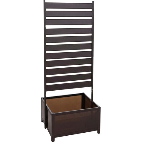 [NEUWERTIG] Aluminium Beet mit Rankgitter HHG-571, Blumenkasten Pflanzkübel Spalier, 110x60x75cm dunkelbraun