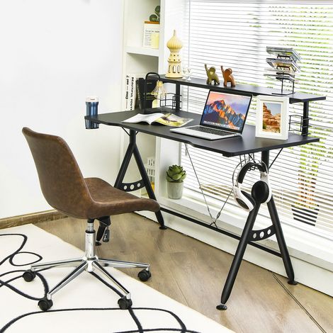 Gaming Computer Desk Ergonomic Racing Table Workstation W/ Monitor Shelf (1/5)