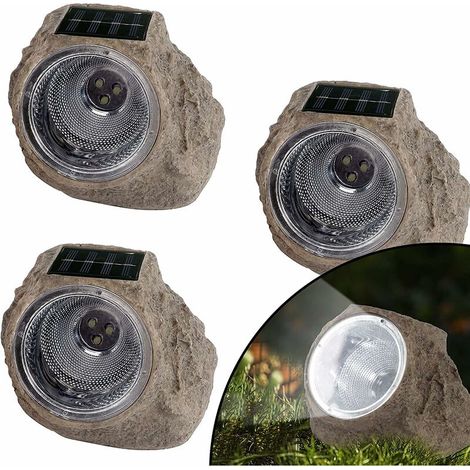 3 Pièces Lampes Solaires de Roche, Lumière de Pierre de Jardin à énergie Solaire Extérieur Projecteur LED étanche Décoratif pour Décor, Sentier, Passerelle, Paysage (1/5)