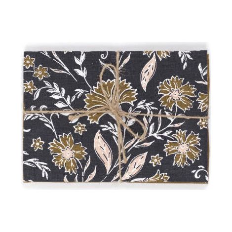 Set de 2 serviettes de table "Indies" en coton fleuri - Bronze - 40 x 40 cm - Livraison gratuite (1/4)