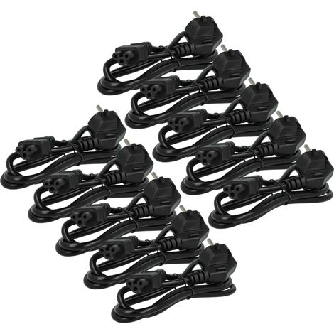 vhbw 10x Netzkabel Schutzkontaktstecker kompatibel mit Vorwerk Kobold VR300, VR100, VR200 - C5 Micky Mouse Kleeblatt Buchse, 1,2 m (1/5)