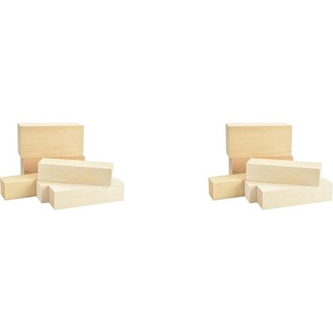 12X Bois de Tilleul Sculpture Sur Bois ébauches Naturelles Bois de Balsa pour la Sculpture de Blocs de Bois Bloc de Sculpture Non Traité ébauches de Sculpture pour L'Artisanat (1/5)