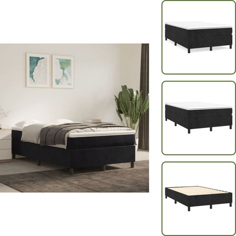 Boxspringbett mit Matratze Schwarz 120x200 cm Samt - Samtbett - Boxspringbett - Doppelbett - Luxusbett - Schlafzimmermöbel (1/5)