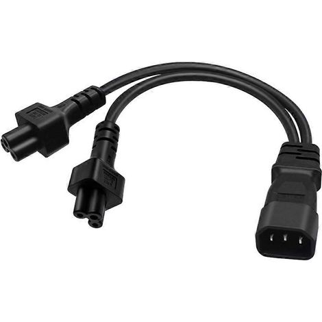 3-poliger Stecker IEC320-C14 auf IEC320-C5+C5 Konverter-Adapter-Netzkabel