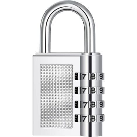 4-Digit Combination Padlock for Lockers - Gym School Empé, Weatherproof Outdoor Padlock for Fence, Gate, Shed, Garage, Silver (1/4)