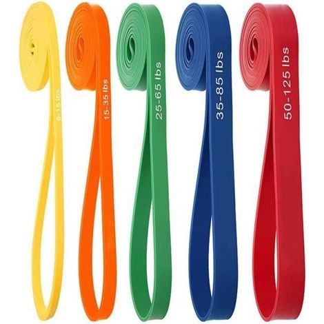 Lntyq Lot de 5 Bandes de résistance avec ancrage de Porte, Bande de Gymnastique pour Hommes et Femmes, Bande de Fitness pour Yoga, Pilates, Musculation, tractions, physiothérapie (1/5)