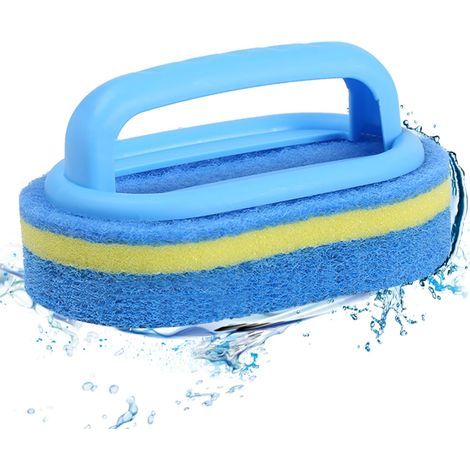 Cepillo para piscinas con mango, cepillo de limpieza con 3 capas de esponja gruesa para limpiar piscinas, spas, bañeras, paredes, espejos y cristales. (1/5)