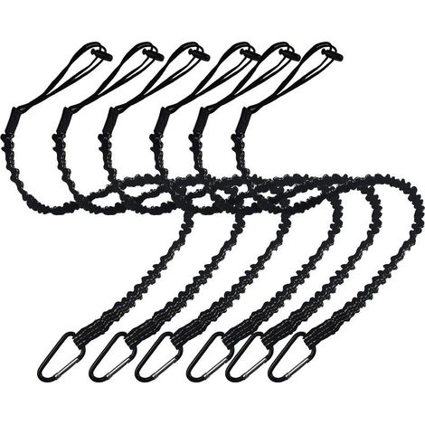 Corde de sécurité pour travaux en hauteur, corde de sécurité rétractable pour outils, corde de sécurité avec mousqueton, charge maximale 6,8 kg, lot de 6 (1/5)