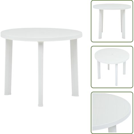 Tavolo in plastica - vidaXL Tavolo da Giardino Bianco 89 cm in Plastica - Tavolo da esterno
