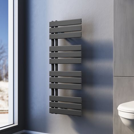 SONNI Radiadores Toalleros de Agua Para Baño 1038x400mm 767W Antracite Toallero de Paneles Conexiones Laterales