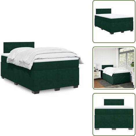 Sommier à lattes de lit et matelas Vert foncé 120x200cm Velours - Lit Double - Meubles Chambre - Literie - Matelas - Sommier (1/5)