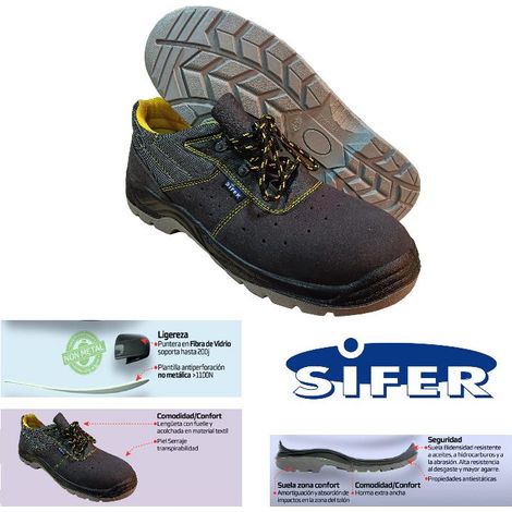sifer zapato seguridad piel serraje s1p puntera  nº43 leyss9190