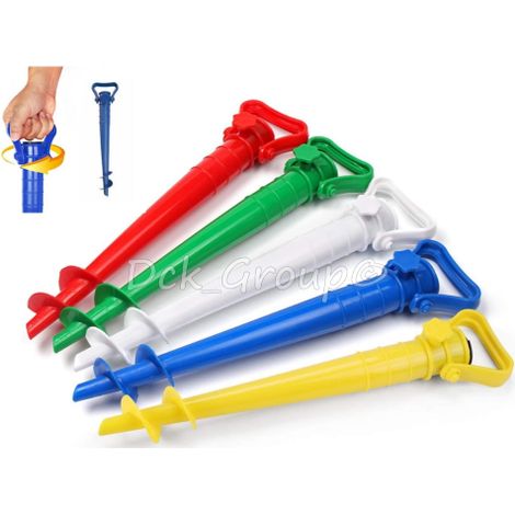 Picchetto Trivella Puntale Supporto Pianta Ombrellone SPIAGGIA Mare ABS Plastica 42 CM Colori Assortiti (1/4)