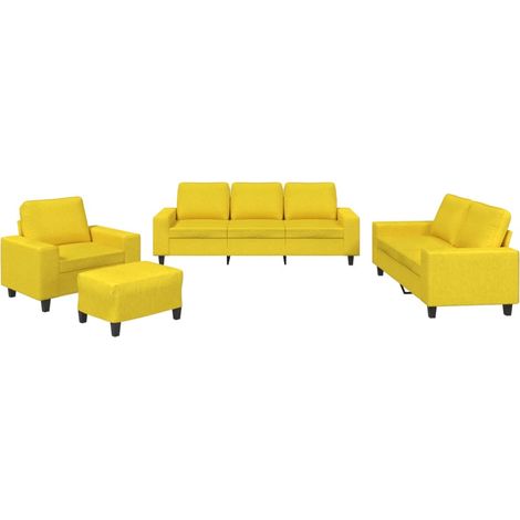 Maison Exclusive - Ensemble de canapés 4 pcs jaune clair tissu (1/5)