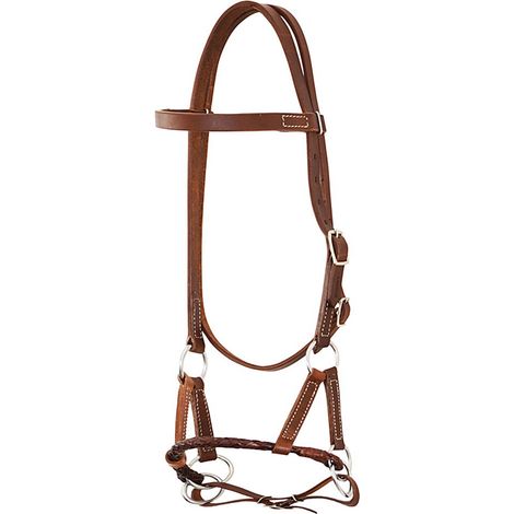 Taglia unica, Noir: Harnais en cuir de Side Pull Pool sans mordant avec licol en cuir rond tressé