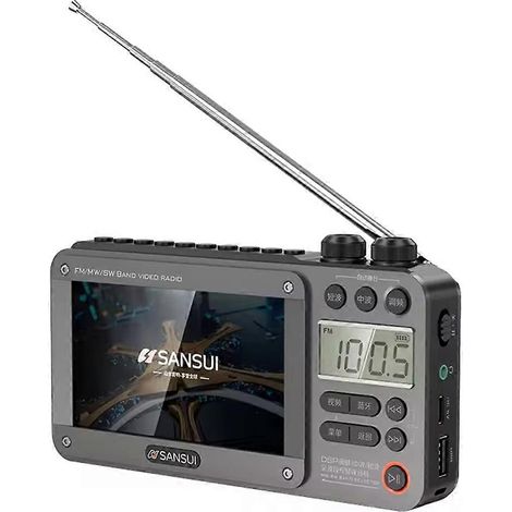 SANSUI F50 4,3-Zoll-HD-FM/MW/SW-Radio mit integriertem Musik- und Videoplayer, tragbarer, wiederaufladbarer, kabelloser Bluetooth-Lautsprecher für den Außenbereich (1/5)