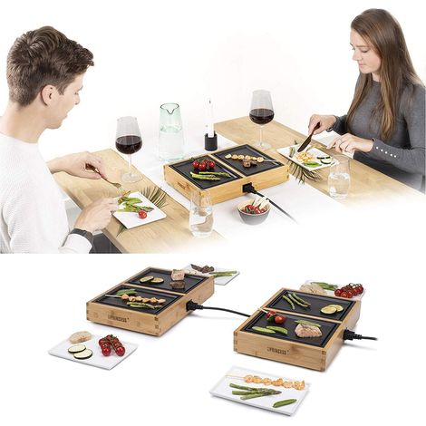 Design Teppanyaki - Tischgrill für 6 Personen im Bambusgehäuse - 6x 20,5 x 14cm (1/5)