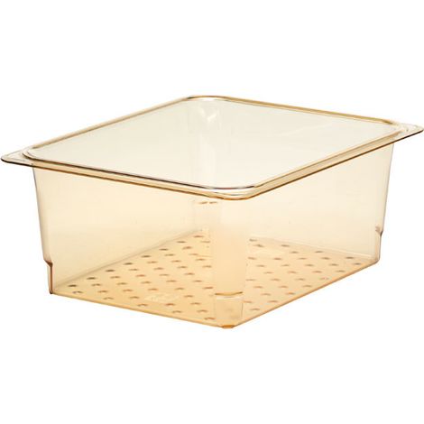 Bac égouttoir GN 1/2 - Haute température - 26.5 x 32.5 x 12.7 cm - Ambre - Lot de 6 - Cambro